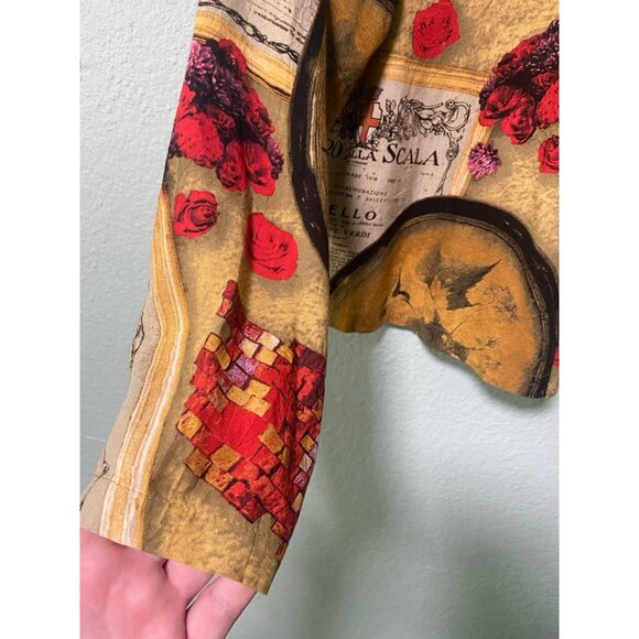 Vintage James World Women's Mustard Yellow Pattern Open Sweater Jacket Medium - Picture 5 of 10